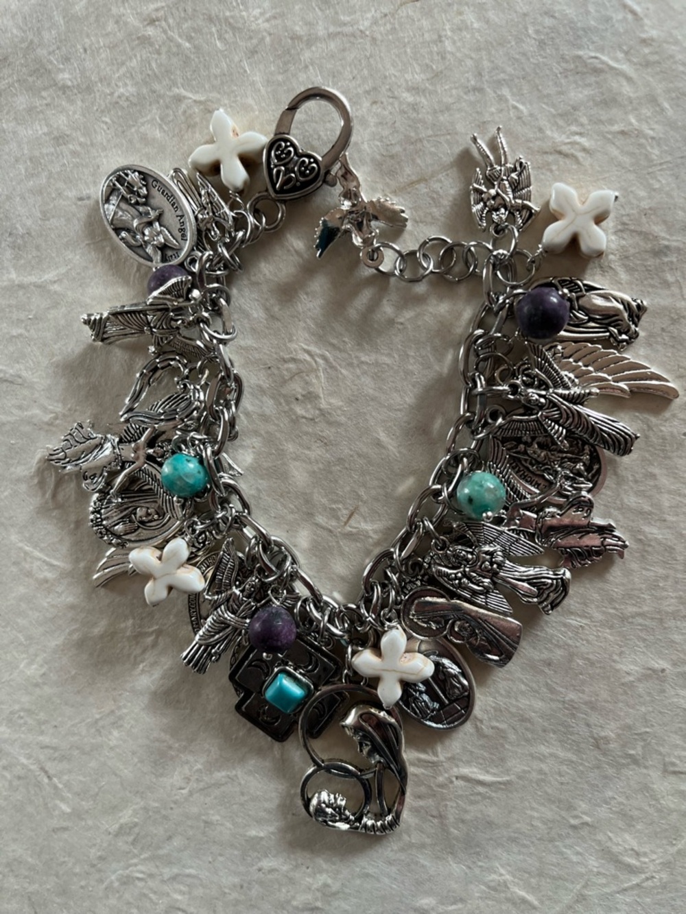 Archangels Charm Bracelet African Turquoise & Lepidolite Stones